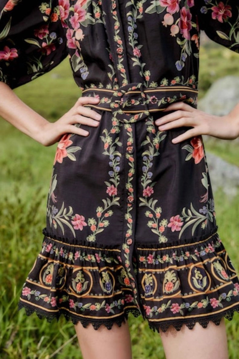 Belle Garden Black Mini Dress Tall-Fit Delicate Touch