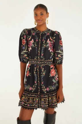 Belle Garden Black Mini Dress Stain-Guard-Finish