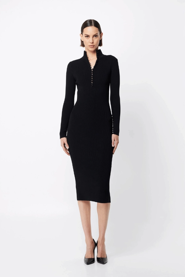 Movement Friendly Mayfair Long Sleeve Midi Black