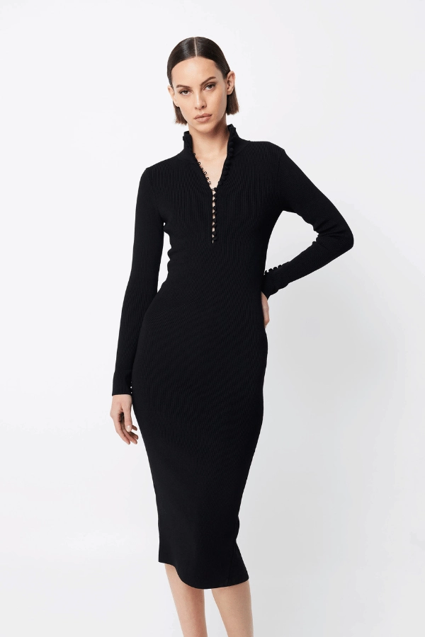 Mayfair Long Sleeve Midi Black Fashionable Design
