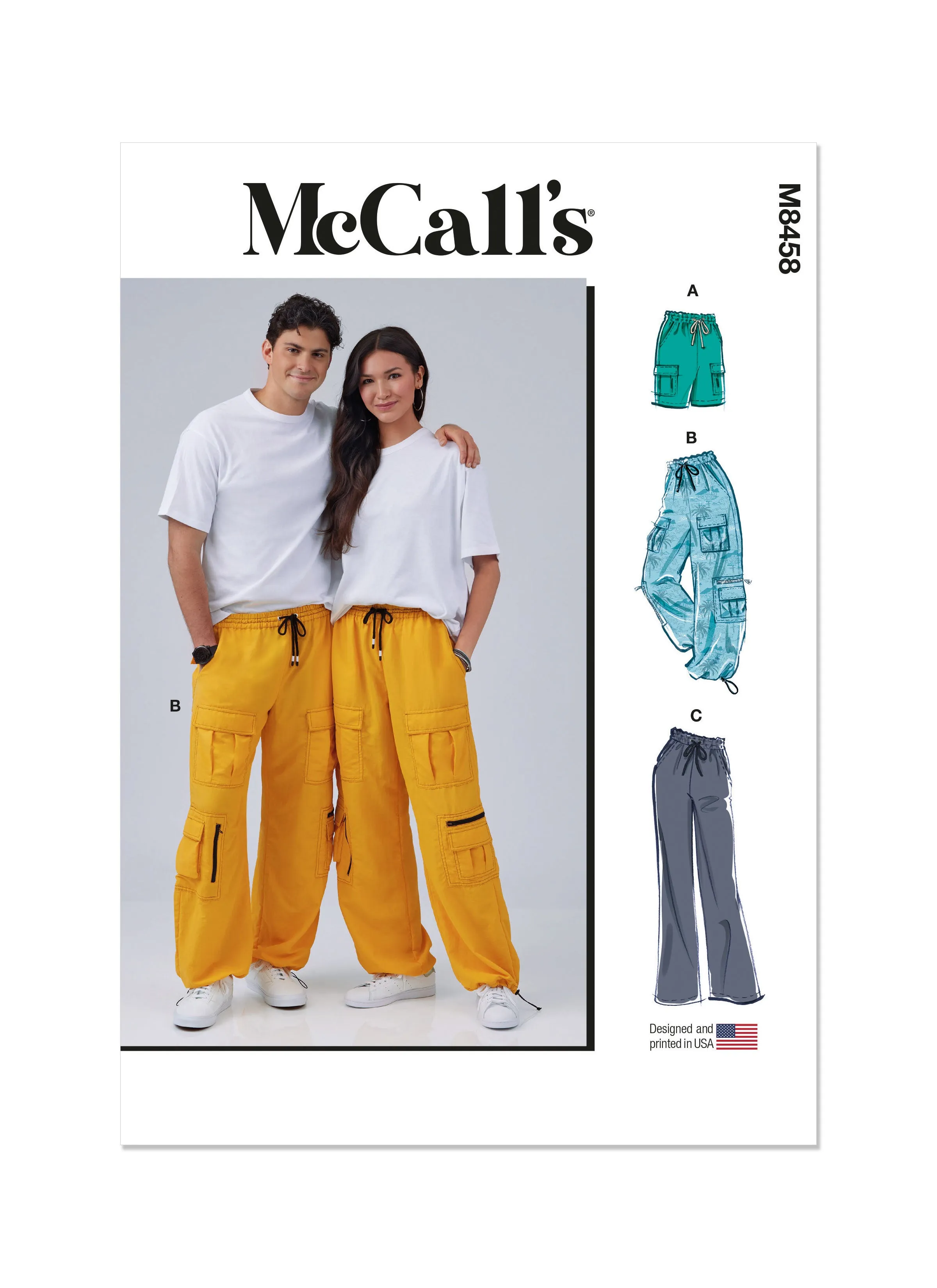 McCall's Sewing Pattern 8458 Unisex Cargo Pants and shorts