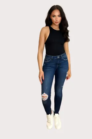 Medium Blue Ripped Knee Distressed Jeans