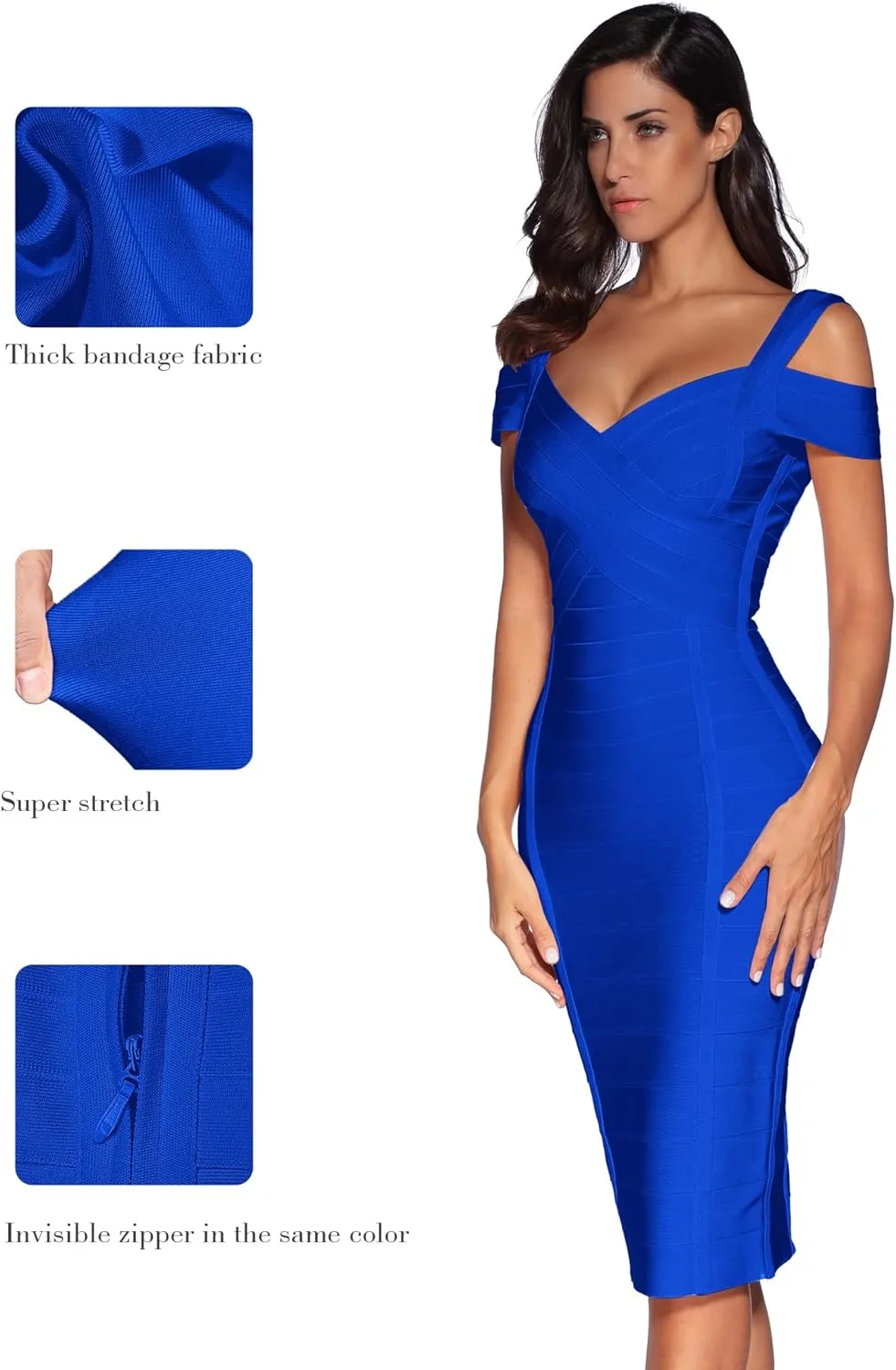 meilun Cold Shoulder Bandage Bodycon Dress for Women Wedding Guest Dress Birthday Party Event Dress
