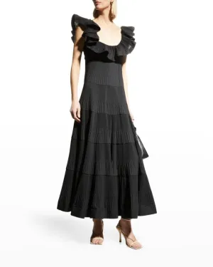 MEIMEIJ - OFF THE SHOULDER PLEATED MIDI DRESS
