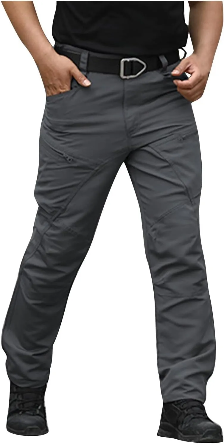 Men Hiking Pants Water Resistant Tactical Pants Lightweight Military Pant Outdoor Work Cargo Pants Multi-Pocket
