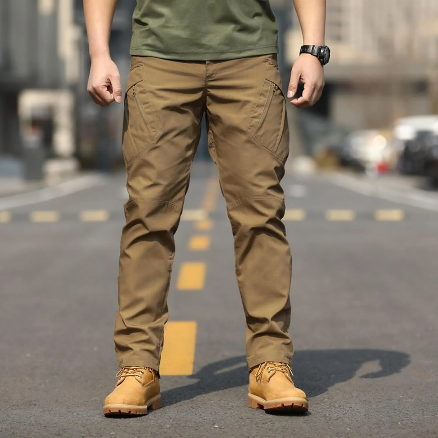 Men Outdoor Cargo Pant Lightweight Hiking Cargo Work Pants Water Resistant Travel Climbing Outdoor Stretch Pants
