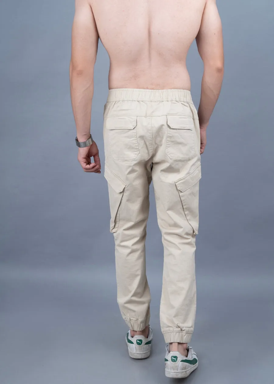 Men Regular Fit Cargo Jogger - Beige