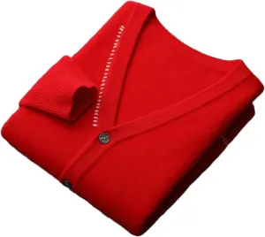 Men's 100 Percent Wool Cardigan Sweater Winter Long Sleeve Button Down Slim Fit Knitted Sweaters Coat