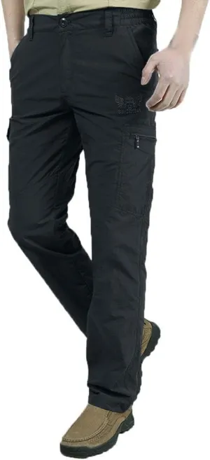 Men's Athletic Pants Casual Stylish Buckle Zipper Solid Cargo Pants Multi Pockets Fashion Work Utility Trousers
