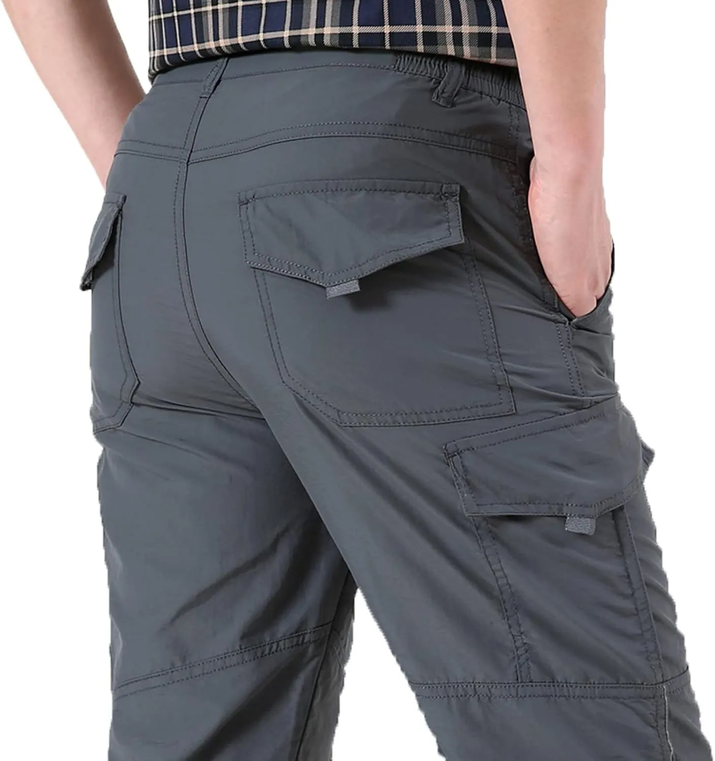 Men's Athletic Pants Casual Stylish Buckle Zipper Solid Cargo Pants Multi Pockets Fashion Work Utility Trousers