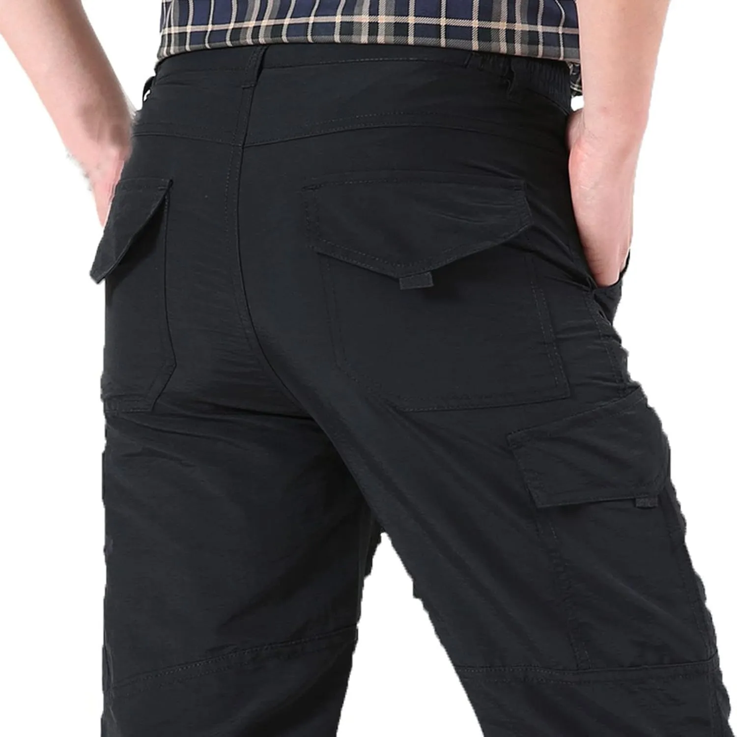 Men's Athletic Pants Casual Stylish Buckle Zipper Solid Cargo Pants Multi Pockets Fashion Work Utility Trousers