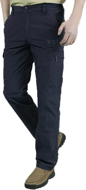 Men's Athletic Pants Casual Stylish Buckle Zipper Solid Cargo Pants Multi Pockets Fashion Work Utility Trousers