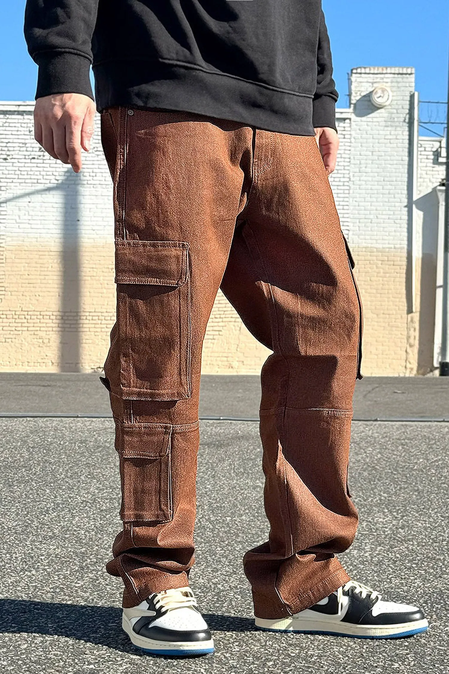 Men's Baggy Fit Cargo Colored Denim Jeans