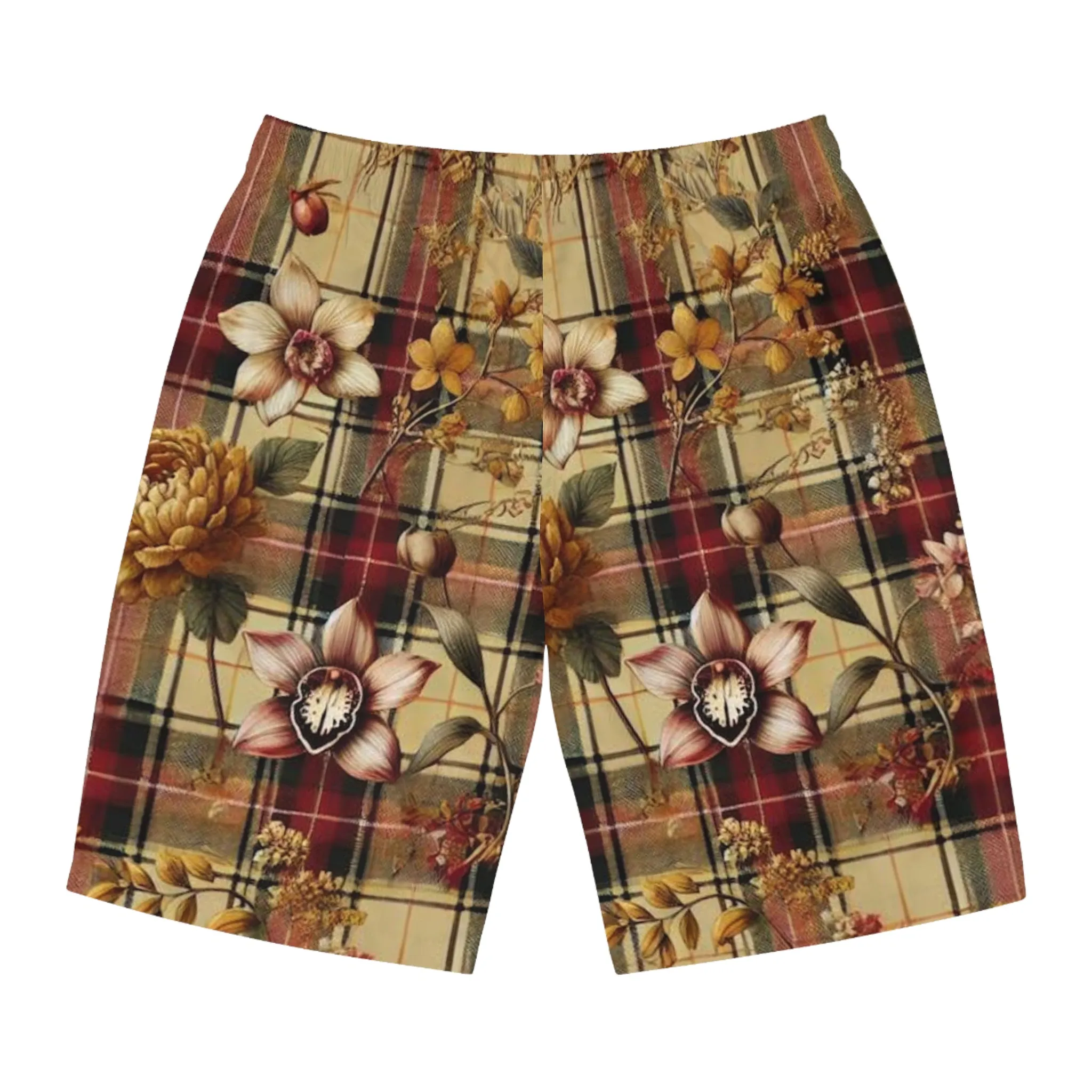 Men's Board Shorts (AOP) Harmonic Bloom Plaid Collection