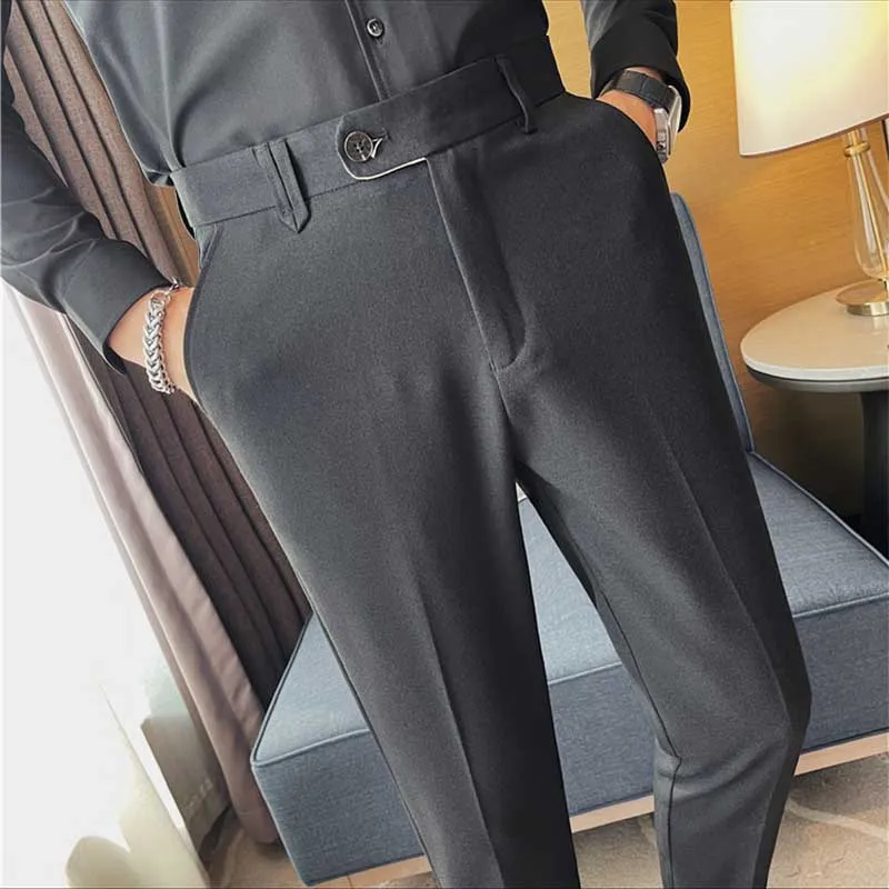 Men's Business British Casual Slim Suit Trousers
