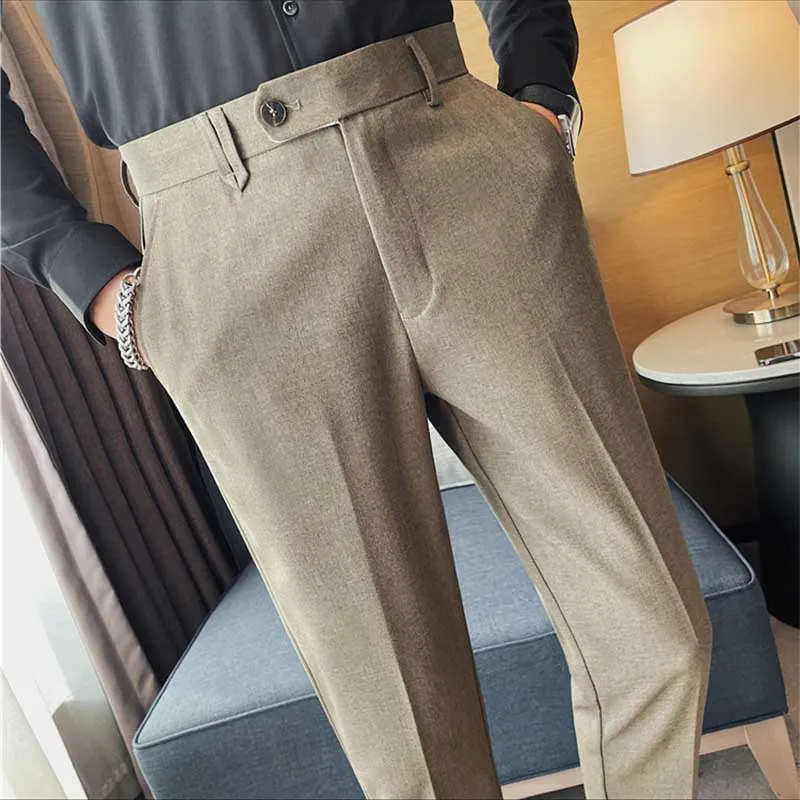 Men's Business British Casual Slim Suit Trousers
