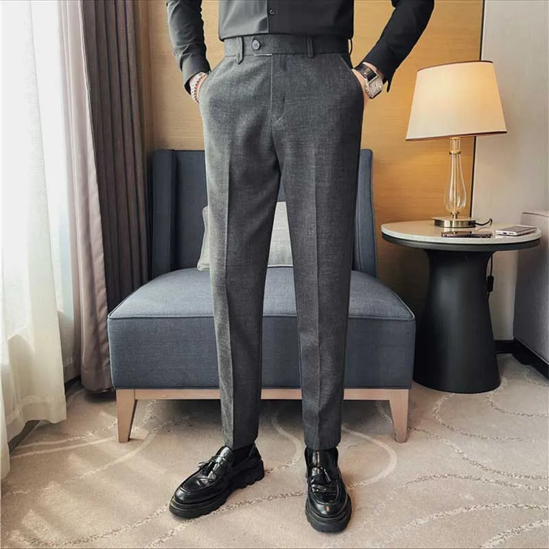 Men's Business British Casual Slim Suit Trousers