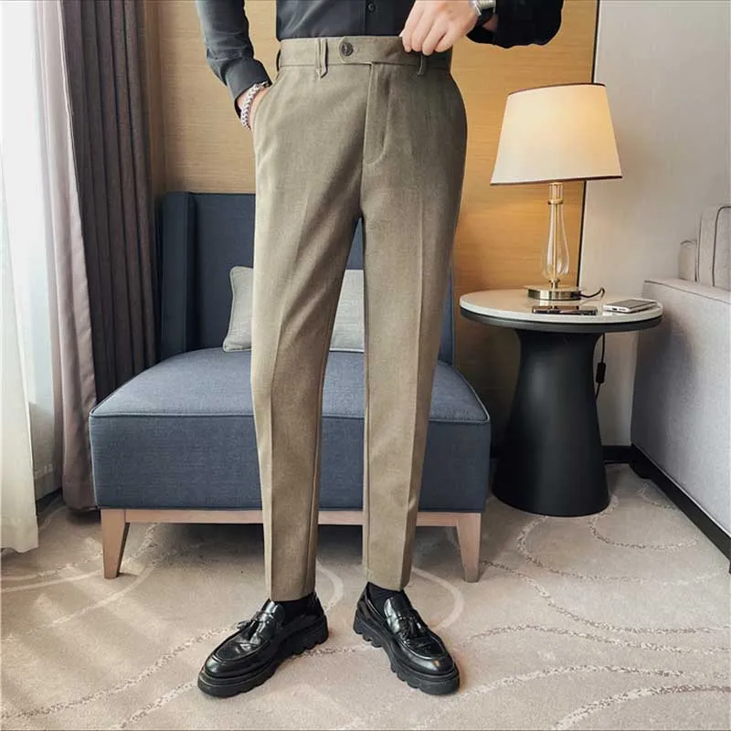 Men's Business British Casual Slim Suit Trousers