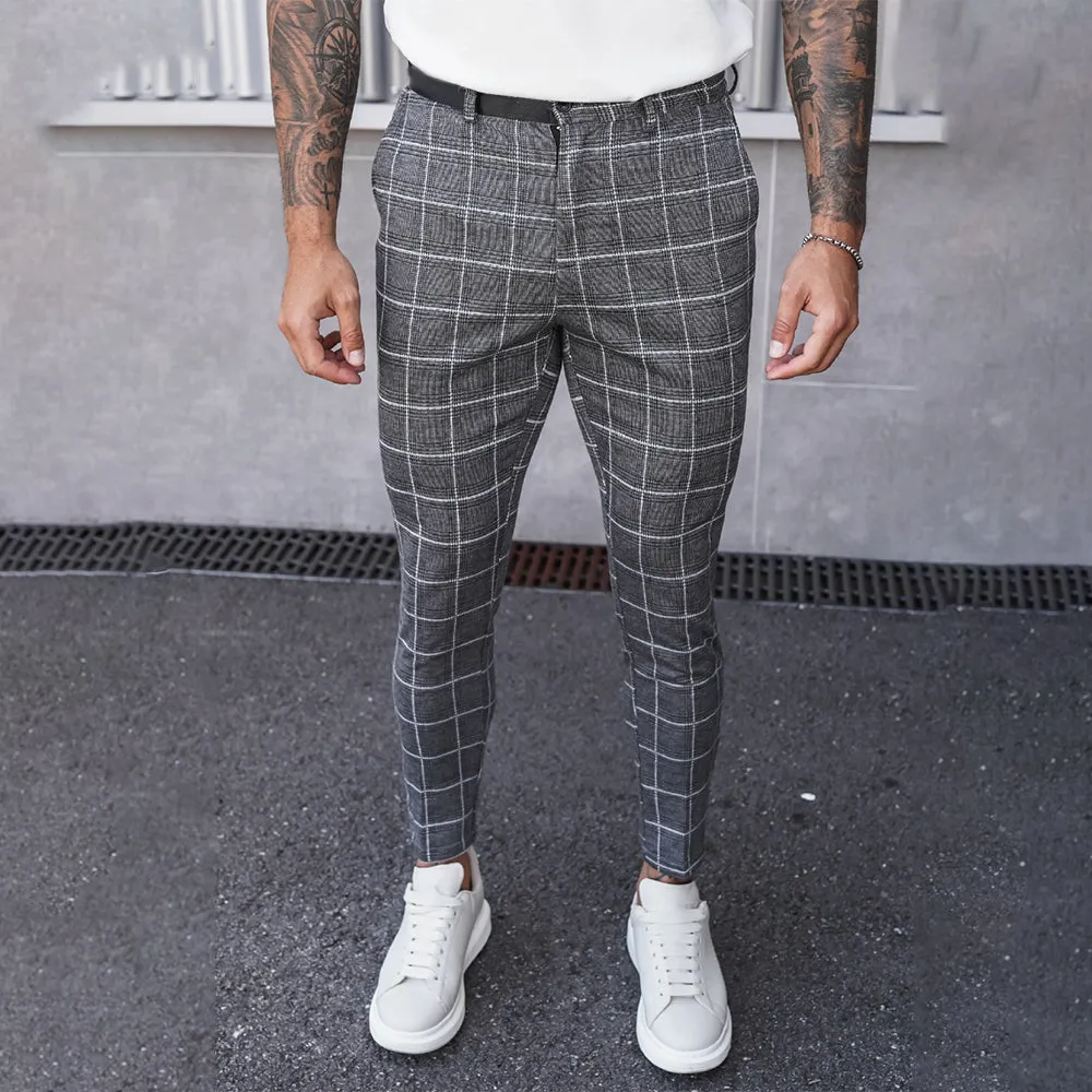 Men's business plaid all-match trousers