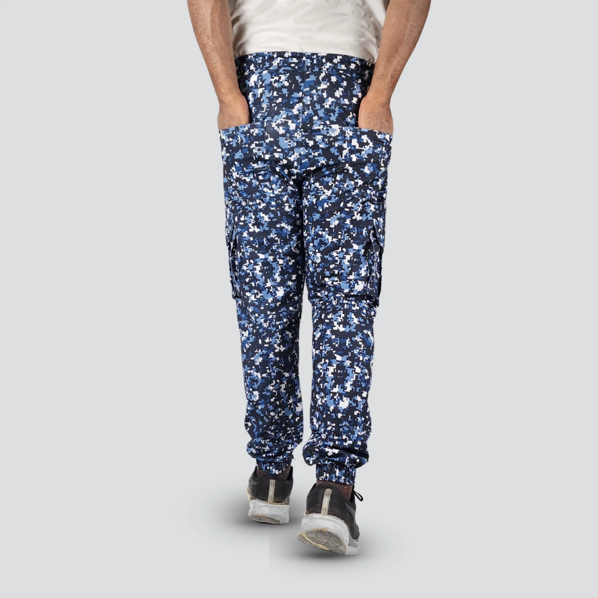 Men's Camo Cargo Pants With 6 Pockets - Blue