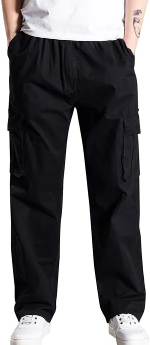Mens Cargo Pants Baggy Ripstop Utility Work Kiking Pants Fashion Outdoor Sweatpants with Multiple Pockets
