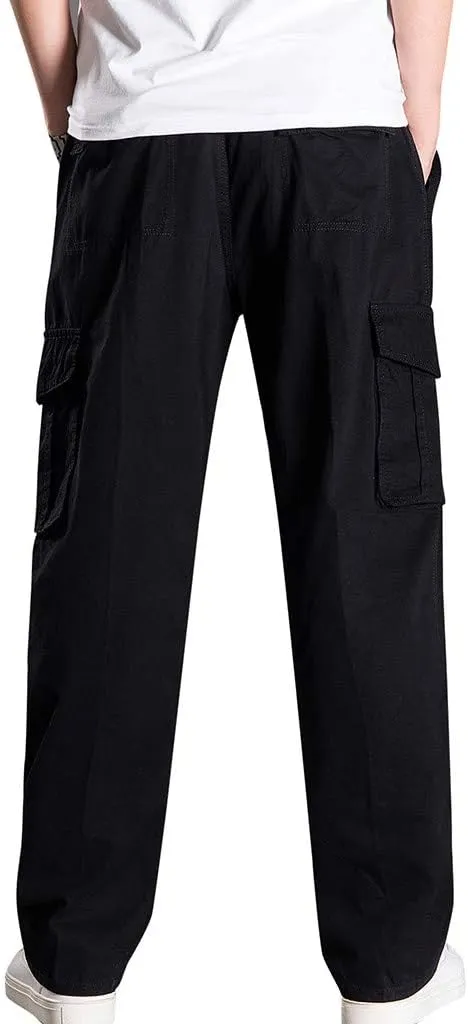 Mens Cargo Pants Baggy Ripstop Utility Work Kiking Pants Fashion Outdoor Sweatpants with Multiple Pockets