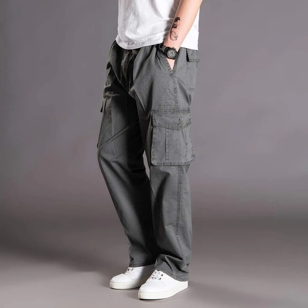 Mens Cargo Pants Baggy Ripstop Utility Work Kiking Pants Fashion Outdoor Sweatpants with Multiple Pockets