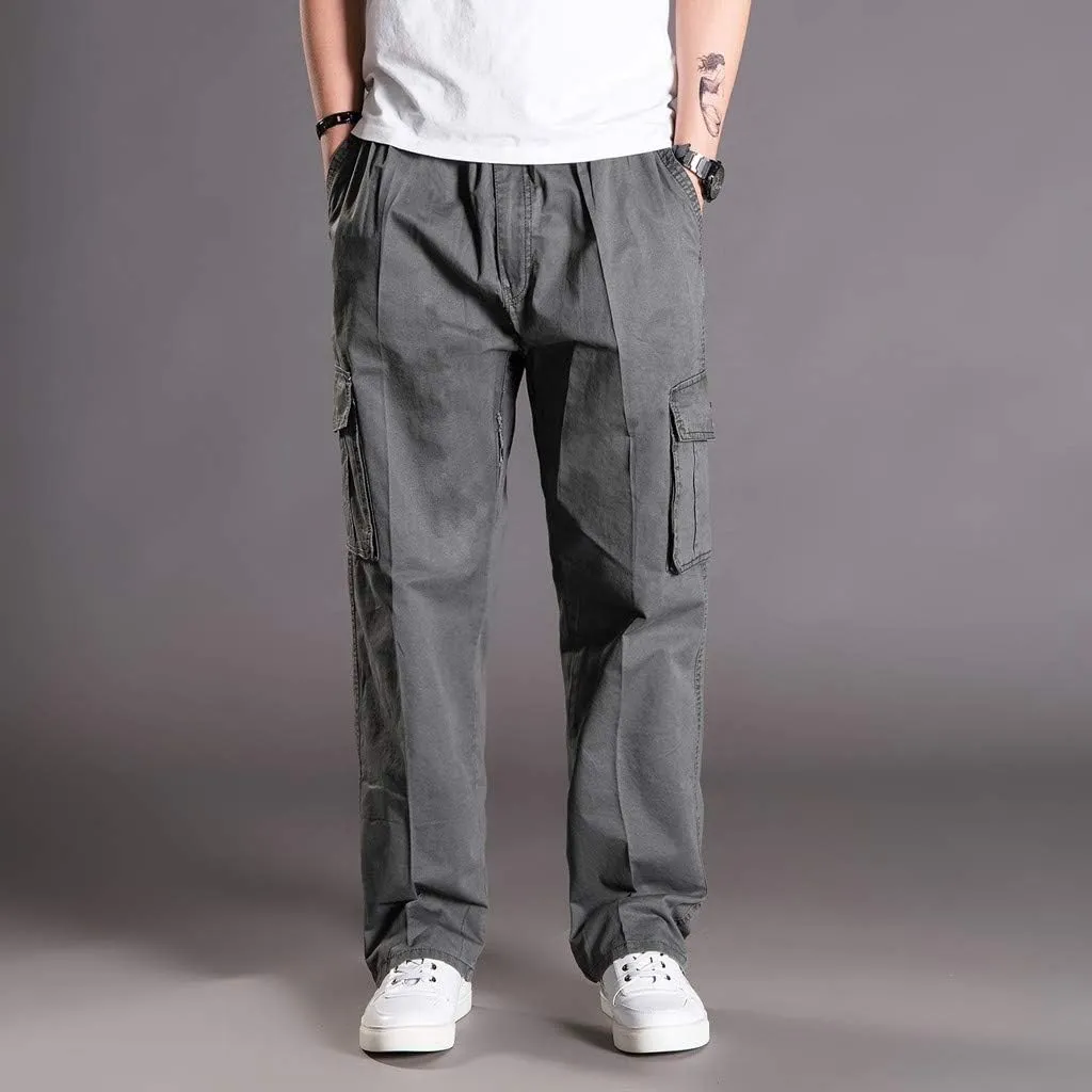 Mens Cargo Pants Baggy Ripstop Utility Work Kiking Pants Fashion Outdoor Sweatpants with Multiple Pockets