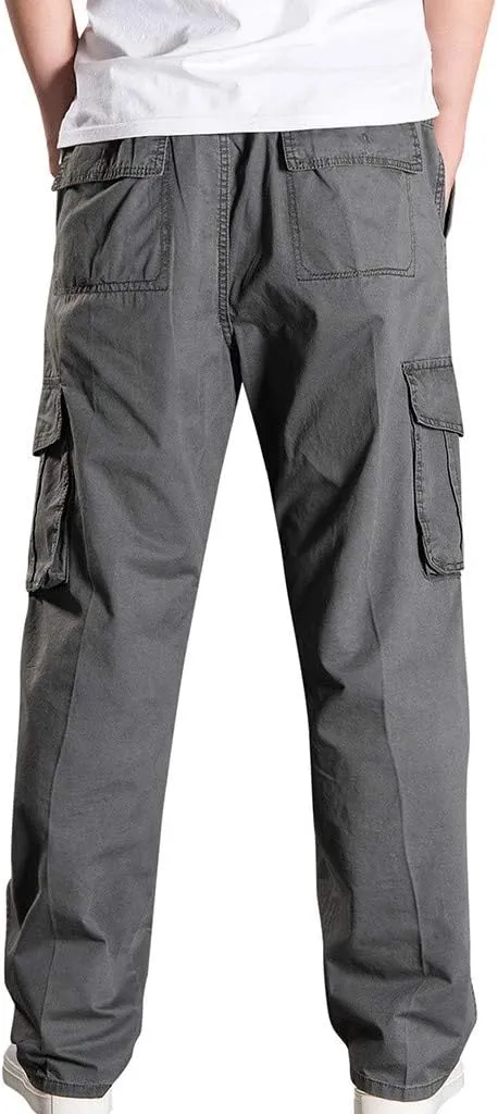 Mens Cargo Pants Baggy Ripstop Utility Work Kiking Pants Fashion Outdoor Sweatpants with Multiple Pockets