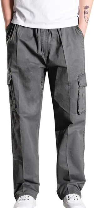 Mens Cargo Pants Baggy Ripstop Utility Work Kiking Pants Fashion Outdoor Sweatpants with Multiple Pockets