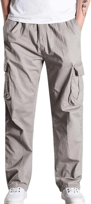 Mens Cargo Pants Baggy Ripstop Utility Work Kiking Pants Fashion Outdoor Sweatpants with Multiple Pockets