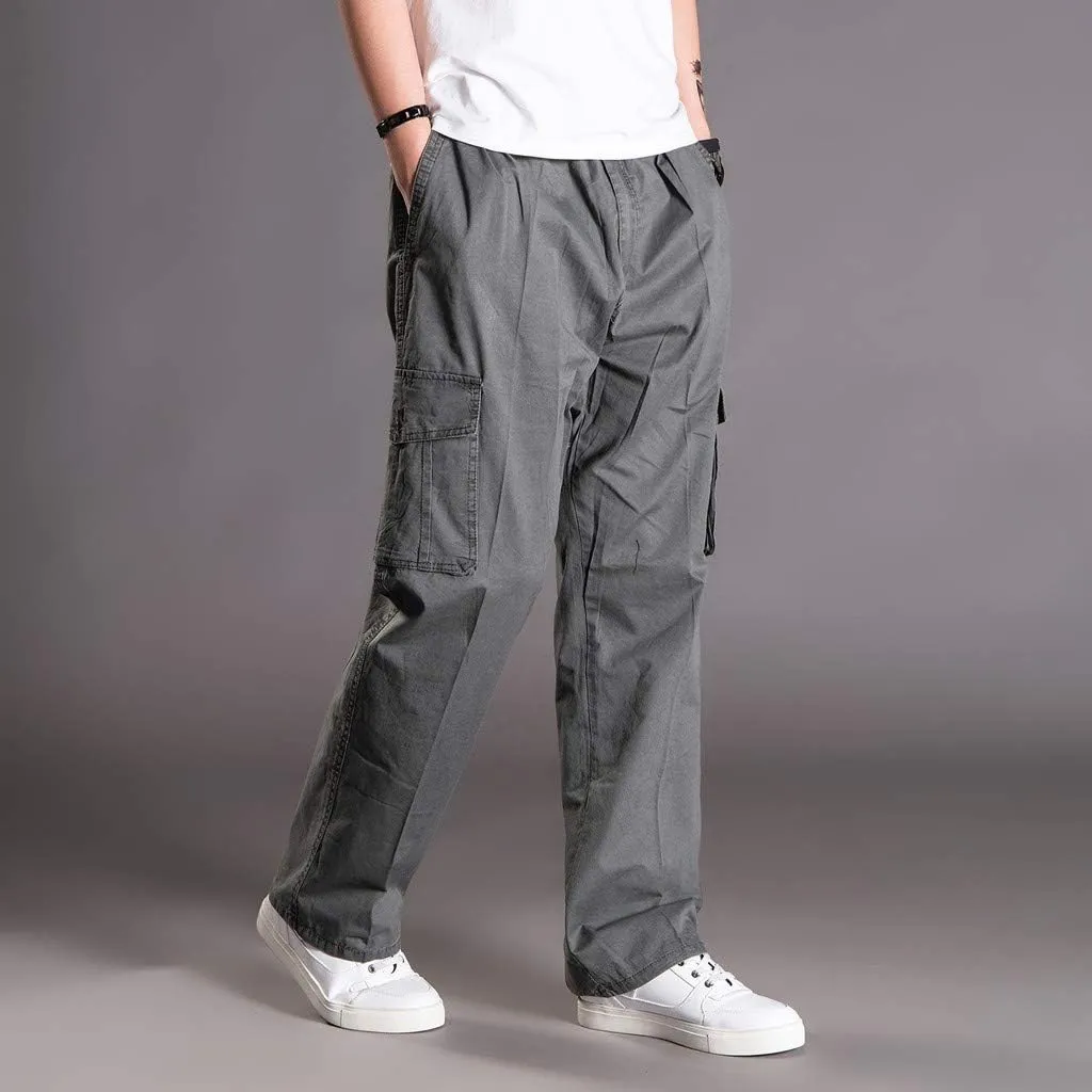Mens Cargo Pants Baggy Ripstop Utility Work Kiking Pants Fashion Outdoor Sweatpants with Multiple Pockets
