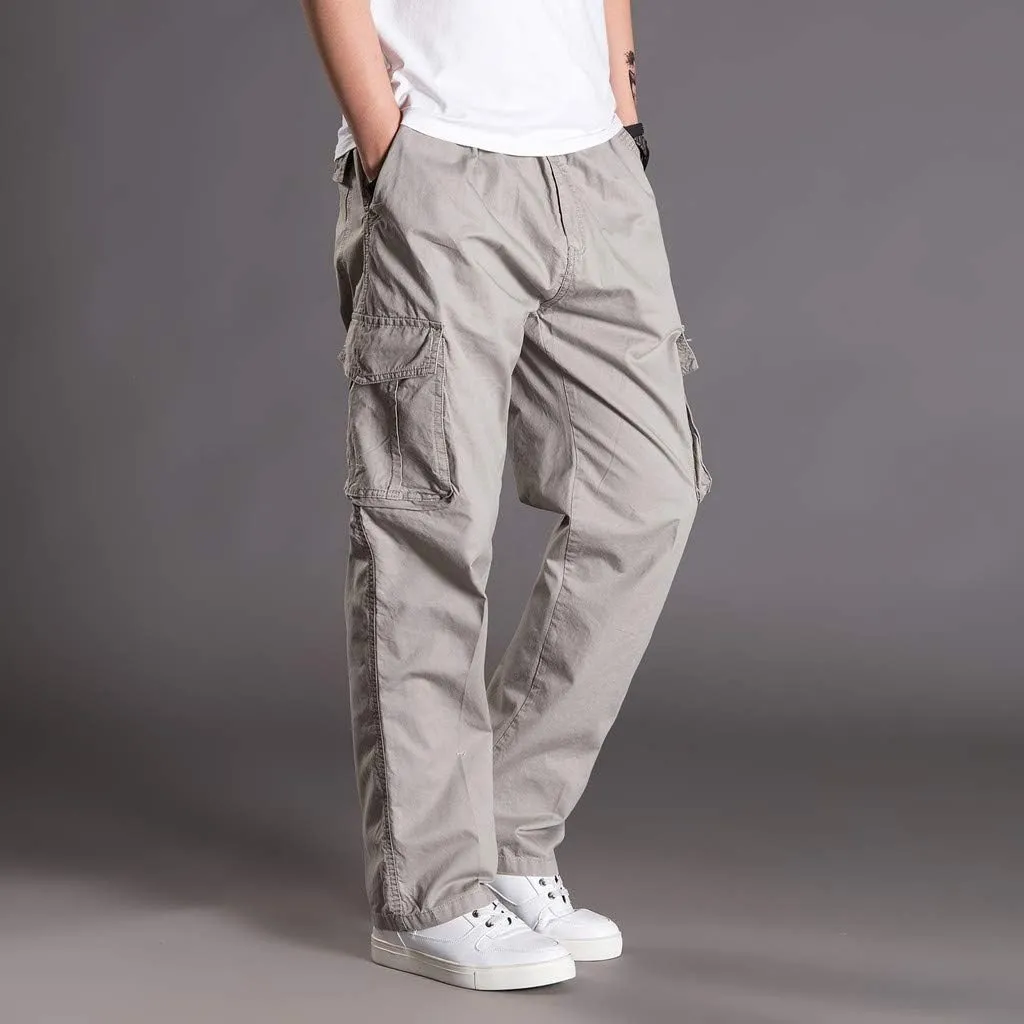 Mens Cargo Pants Baggy Ripstop Utility Work Kiking Pants Fashion Outdoor Sweatpants with Multiple Pockets