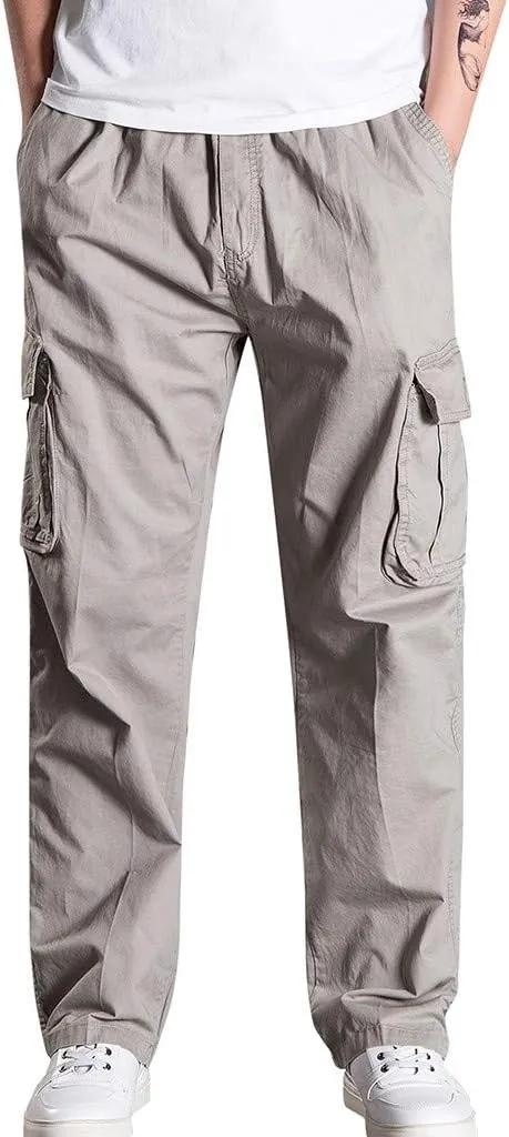 Mens Cargo Pants Baggy Ripstop Utility Work Kiking Pants Fashion Outdoor Sweatpants with Multiple Pockets