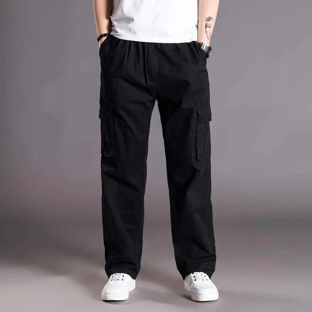 Mens Cargo Pants Baggy Ripstop Utility Work Kiking Pants Fashion Outdoor Sweatpants with Multiple Pockets