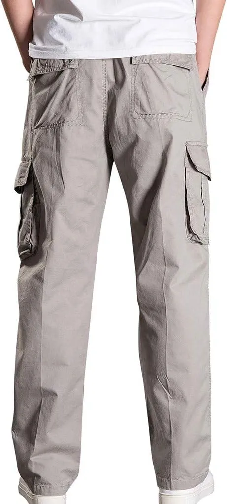 Mens Cargo Pants Baggy Ripstop Utility Work Kiking Pants Fashion Outdoor Sweatpants with Multiple Pockets