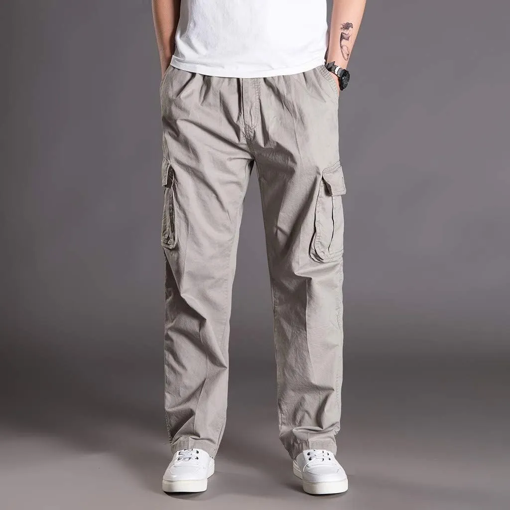 Mens Cargo Pants Baggy Ripstop Utility Work Kiking Pants Fashion Outdoor Sweatpants with Multiple Pockets