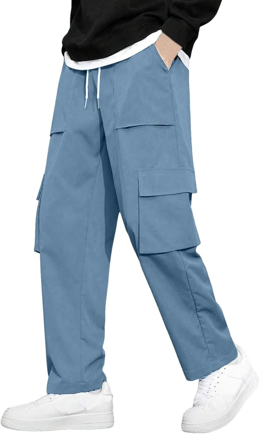 Men's Cargo Pants Casual Hiking Leggings Workout Lightweight Outdoor Work Joggers Sweatpants with Pockets