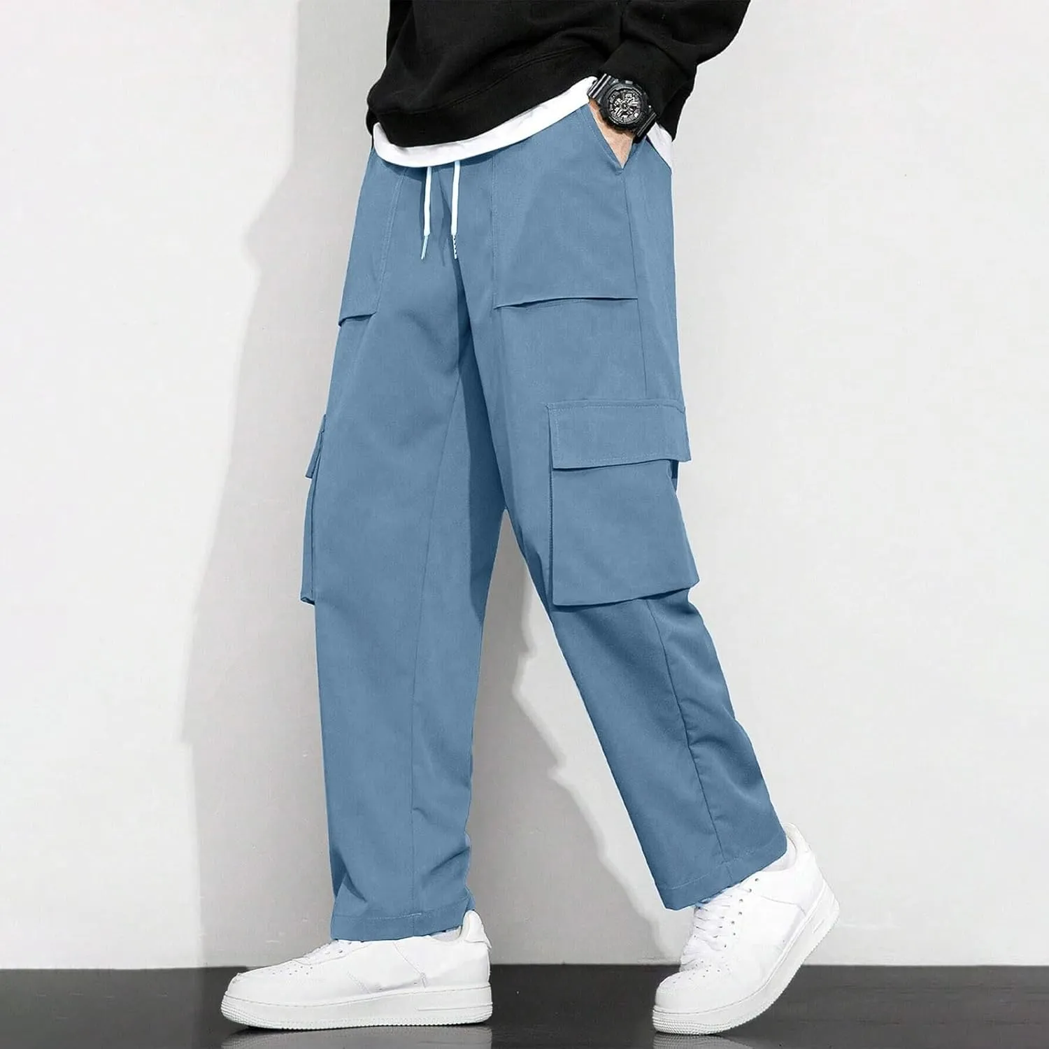 Men's Cargo Pants Casual Hiking Leggings Workout Lightweight Outdoor Work Joggers Sweatpants with Pockets
