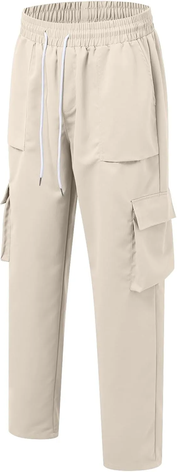 Men's Cargo Pants Casual Hiking Leggings Workout Lightweight Outdoor Work Joggers Sweatpants with Pockets