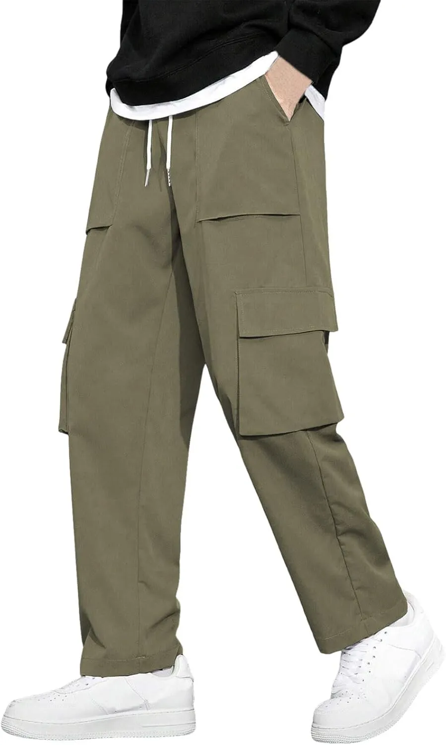 Men's Cargo Pants Casual Hiking Leggings Workout Lightweight Outdoor Work Joggers Sweatpants with Pockets