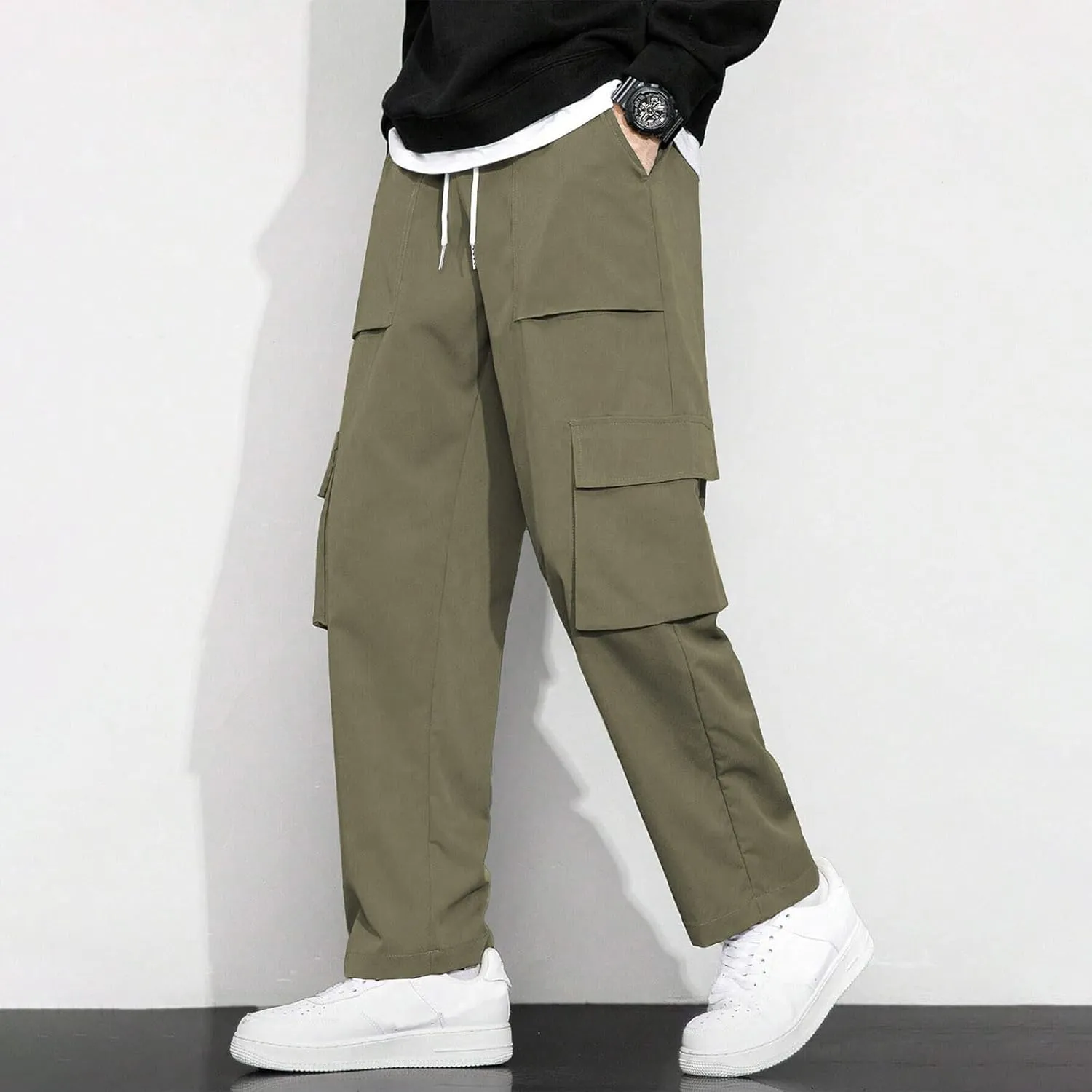 Men's Cargo Pants Casual Hiking Leggings Workout Lightweight Outdoor Work Joggers Sweatpants with Pockets