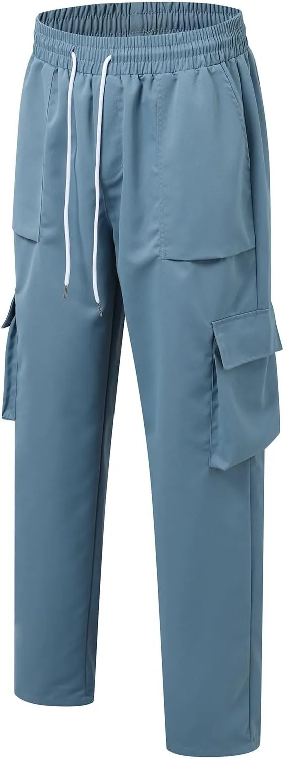 Men's Cargo Pants Casual Hiking Leggings Workout Lightweight Outdoor Work Joggers Sweatpants with Pockets