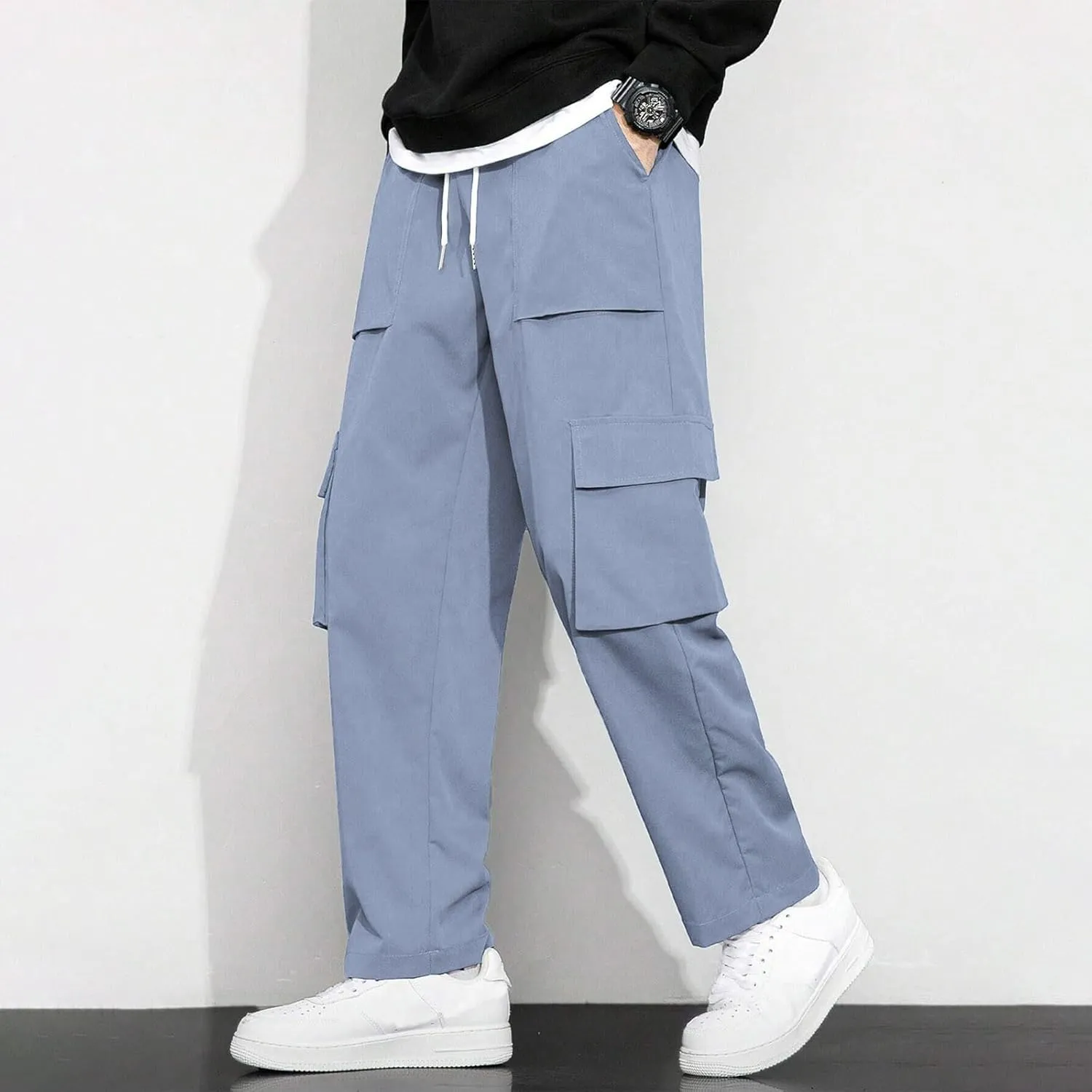 Men's Cargo Pants Casual Hiking Leggings Workout Lightweight Outdoor Work Joggers Sweatpants with Pockets