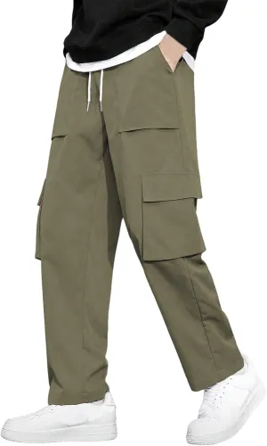 Men's Cargo Pants Casual Hiking Leggings Workout Lightweight Outdoor Work Joggers Sweatpants with Pockets