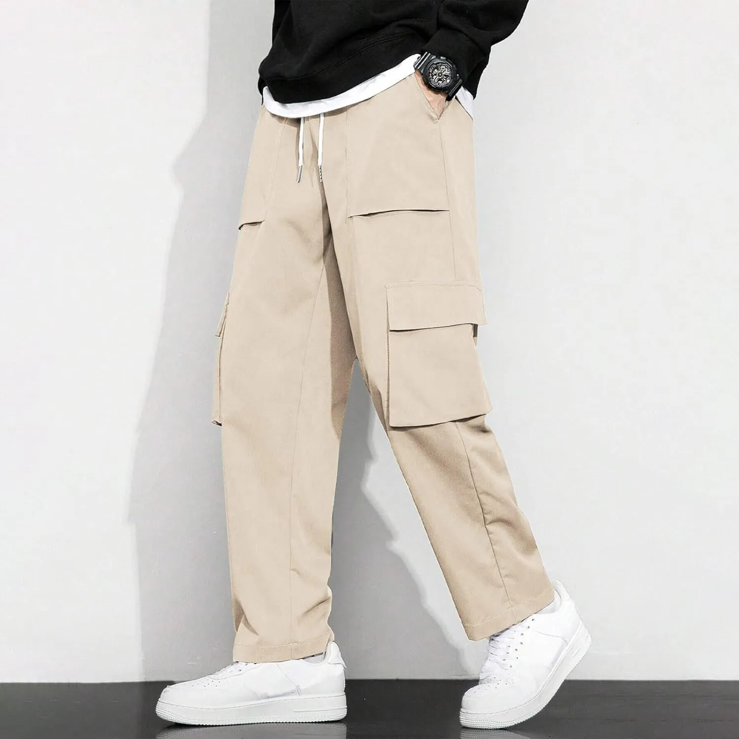 Men's Cargo Pants Casual Hiking Leggings Workout Lightweight Outdoor Work Joggers Sweatpants with Pockets
