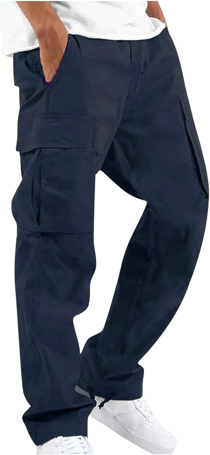 Mens Cargo Pants Casual Outdoor Hiking Pant for Men Tapered Streetwear Joggers with Pockets Athletic Sweatpants