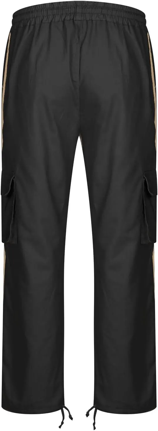 Mens Cargo Pants Elastic Waist Drawstring Athletic Joggers Pants Loose Baggy Outdoor Tapered Straight Leg Sweatpants