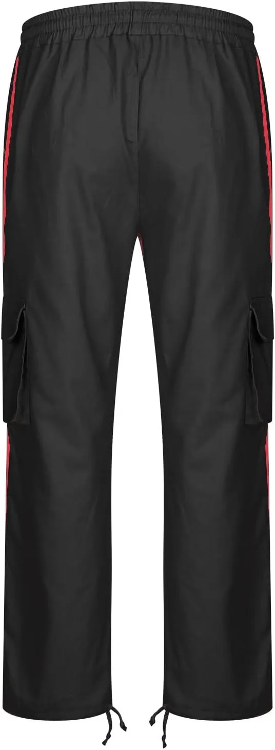 Mens Cargo Pants Elastic Waist Drawstring Athletic Joggers Pants Loose Baggy Outdoor Tapered Straight Leg Sweatpants
