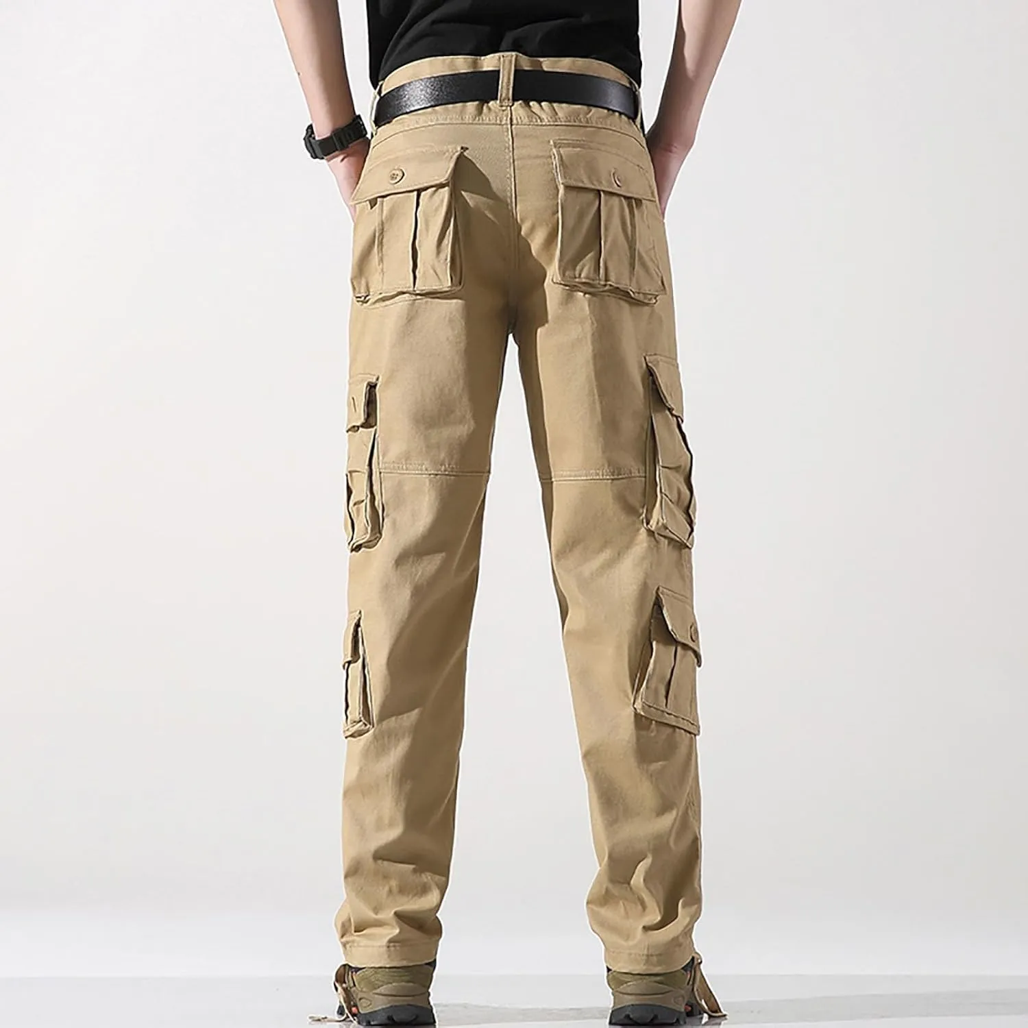 Men's Cargo Pants Multi Pocket Tactical Loose Fit Breathable Casual Outdoor Hiking and Work Trousers